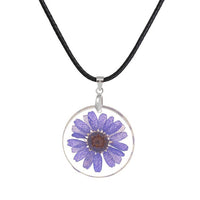 Handmade Boho Transparent Resin Dried Flower Pendant Necklace for Women