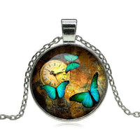 Beautiful Butterfly Glass Cabochon Pendant Necklace  for Women - sparklingselections