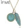 Retro Bronze Clock And Leaves Pendant Necklaces for Women