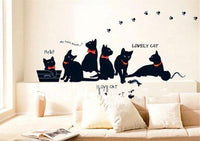 Animal Cartoon Black Cat Family Living Room Sofa Wall Decals