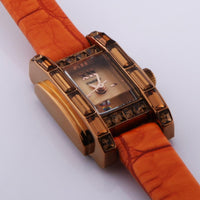 New Women Orange Leather Strap Casual Wrist Watch - sparklingselections