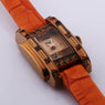 New Women Orange Leather Strap Casual Wrist Watch