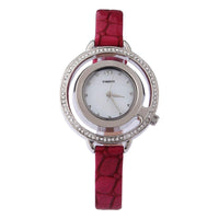 Women Fashion Dress Quartz Analog Red Leather Watch Wedding Casual Watches - sparklingselections
