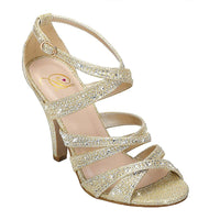 Women Rhinestone Glitter Criss Cross Strap Heel Sandal - sparklingselections