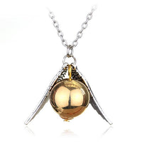 Golden Snitch Fly Ball Wings Pendant Necklace - sparklingselections
