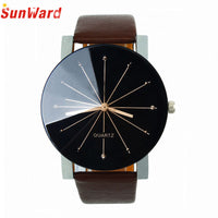 Quartz Dial Clock Leather Wrist Watch for Men