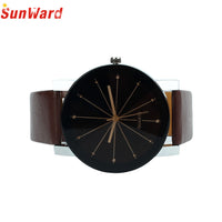 Quartz Dial Clock Leather Wrist Watch for Men