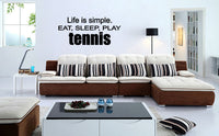 Play Tennis Life Is Simple Eat Sleep words Wall Stickers for Living Room