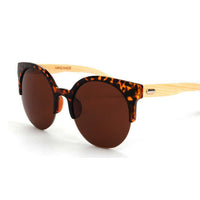 Half Frame Wooden Sunglasses