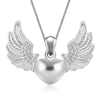 Hollow Angel Wings Heart Pendant Necklace - sparklingselections