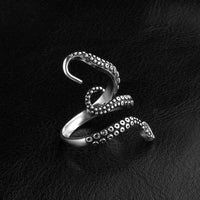 Vintage Black Titanium Octopus Anel Ring for Men