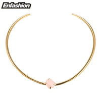 Enfashion Classic Pink Purple Crystal Chokers Necklaces Pendants Gold color Choker Necklace For Women Jewelry Collier