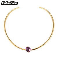 Enfashion Classic Pink Purple Crystal Chokers Necklaces Pendants Gold color Choker Necklace For Women Jewelry Collier