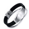 Stainless Steel Black Silicone Bracelet with Masonic Symbol