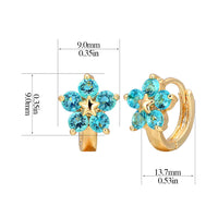 Round Blue Crystals Flower Hoop Earrings For Women - sparklingselections