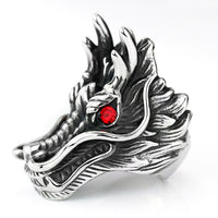 Red Stone Dragon Head Rings For Men