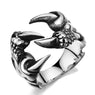 Rock Punk Biker Skull Dragon Claw Silver Tone Stainless Steel Ring For Men Resizable