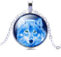 Vintage Wolf Picture Glass Cabochon  Pendant Necklace - sparklingselections