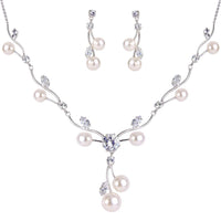 Round Cubic Zircon Bridal Necklace Earrings Set For Women - sparklingselections