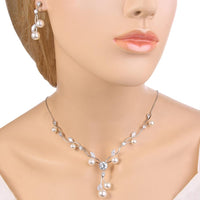 Round Cubic Zircon Bridal Necklace Earrings Set For Women - sparklingselections