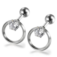 Round Stud Earrings For Women With Cubic Zirconia - sparklingselections