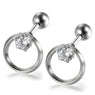 Round Stud Earrings For Women With Cubic Zirconia