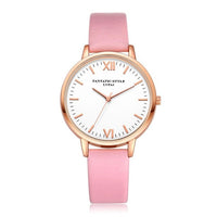 Arabic Roman Numerals Leather Watches for Women Pink, White, Red, Black Quartz Watch With Rose Gold Case Simple Leather Watches For Women, Girls, Students