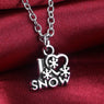 Heart Mom Snow Chain Pendant Necklace