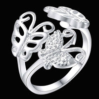 Silver Plated Butterfly Shaped Rings for Women (WAR205)