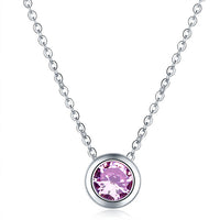 Purple Round Zircon Pendant Necklace (NE0131)