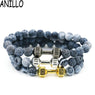 Wind Fossils Stone Dumbbell Beads Unisex Bracelets