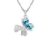 Silver Plated Butterfly crystal Pendant Necklace For Women - sparklingselections