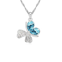 Imitation Silver Plated Statement Butterfly crystal Necklace pendant For Women