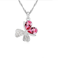 Imitation Silver Plated Statement Butterfly crystal Necklace pendant For Women