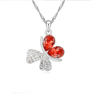 Imitation Silver Plated Statement Butterfly crystal Necklace pendant For Women