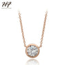 Simply Small Round 1 carat Cubic Zirconia Rose Gold Color Pendant Necklace