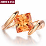 Square Orangle Austrian Crystal Ring for Women (ZYR419)