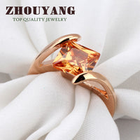 Square Orangle Austrian Crystal Ring for Women (ZYR419)