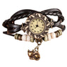 Vintage Women Weave Wrap Rivet Leather Bracelet wristwatches