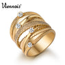 Brand New Wide Gold Color Multilayer Hollow Rings for Women