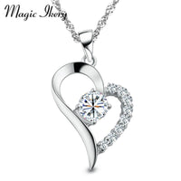 Silver Color Love Heart Shape Pendant Necklaces For Women - sparklingselections