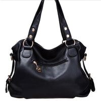 Women Leather Blue and Black Shoulder Bags - sparklingselections