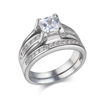 Princess Cut CZ 9 Sliver Wedding Ring Women - sparklingselections