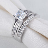 Princess Cut CZ 9 Sliver Wedding Ring Women - sparklingselections