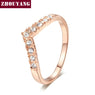 Elegant Rose Gold Color  Austrian Crystals Wedding Ring for Women