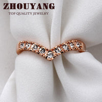 Elegant Rose Gold Color  Austrian Crystals Wedding Ring for Women