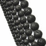 Natural Black Volcanic Lava Stone Round Beads