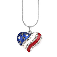Women's Fashion American USA Flag  Heart Shape Pendant for Women