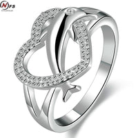 Heart Micro Pave Silver Plated Dolphin Rings For Women - sparklingselections