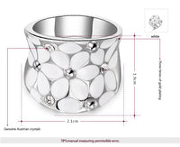 Austrian Crystal White Flower Ring for Women